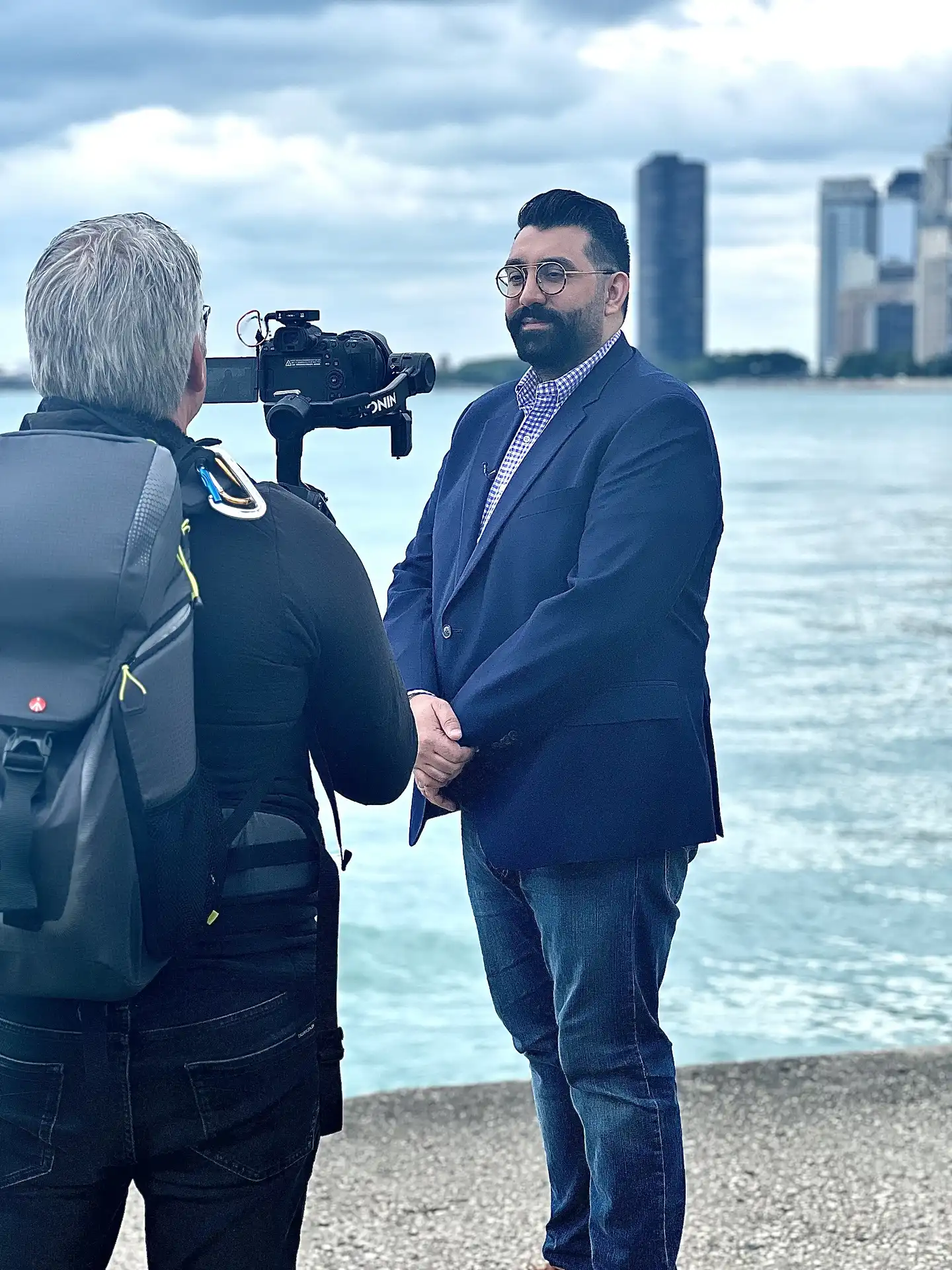 Emad Mahou near Lake Michigan in Chicago